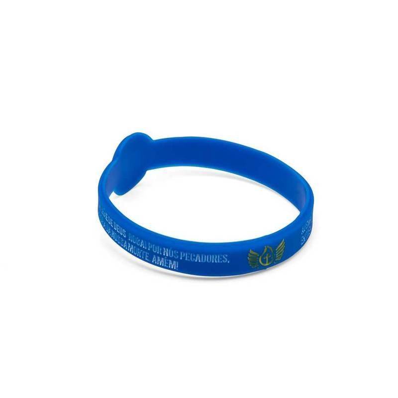 Pulseira Silicone Ave Maria - Azul