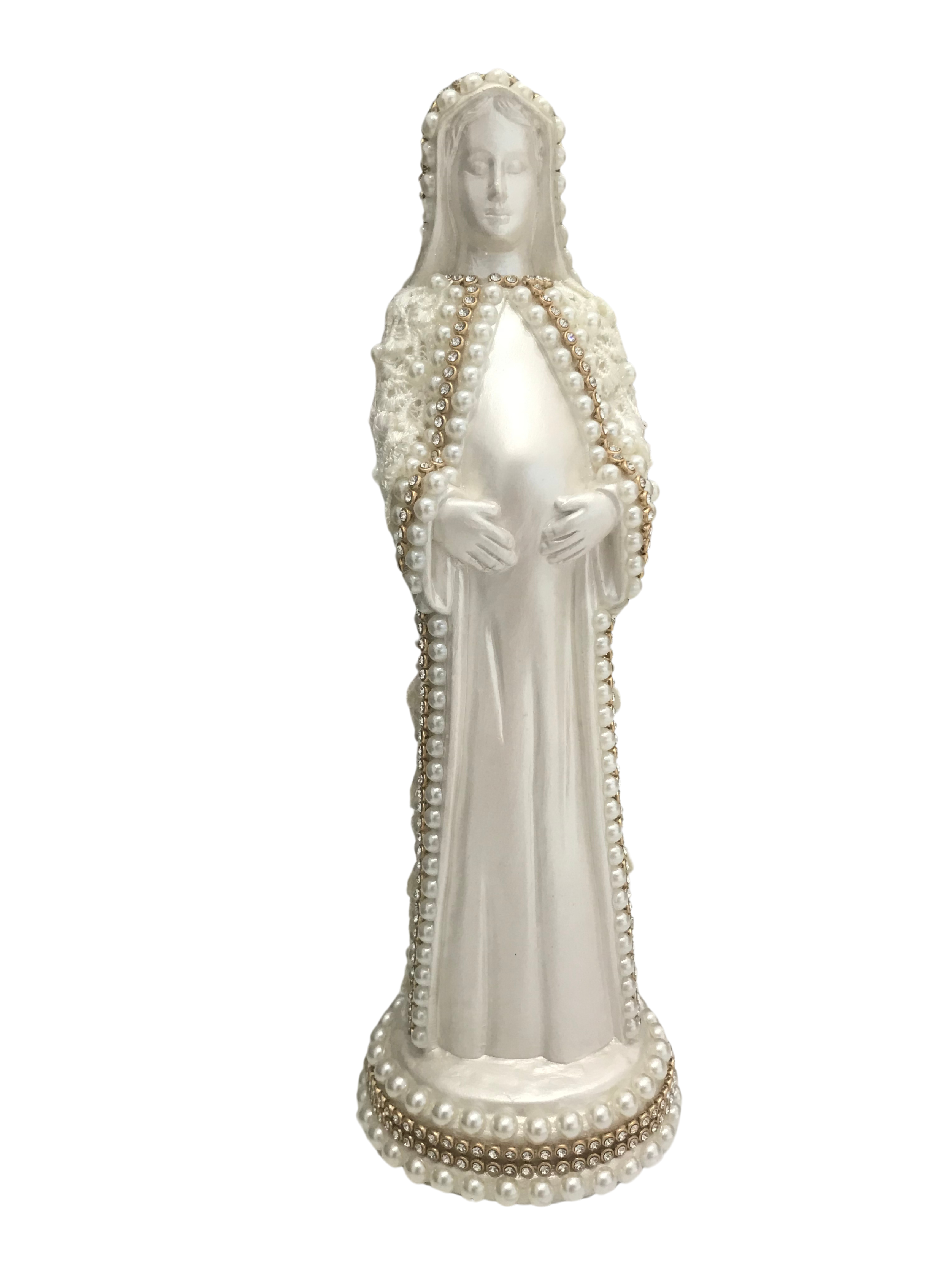 Nossa Senhora Grávida de 20cm em guipir (Rosa, azul e Marfim)