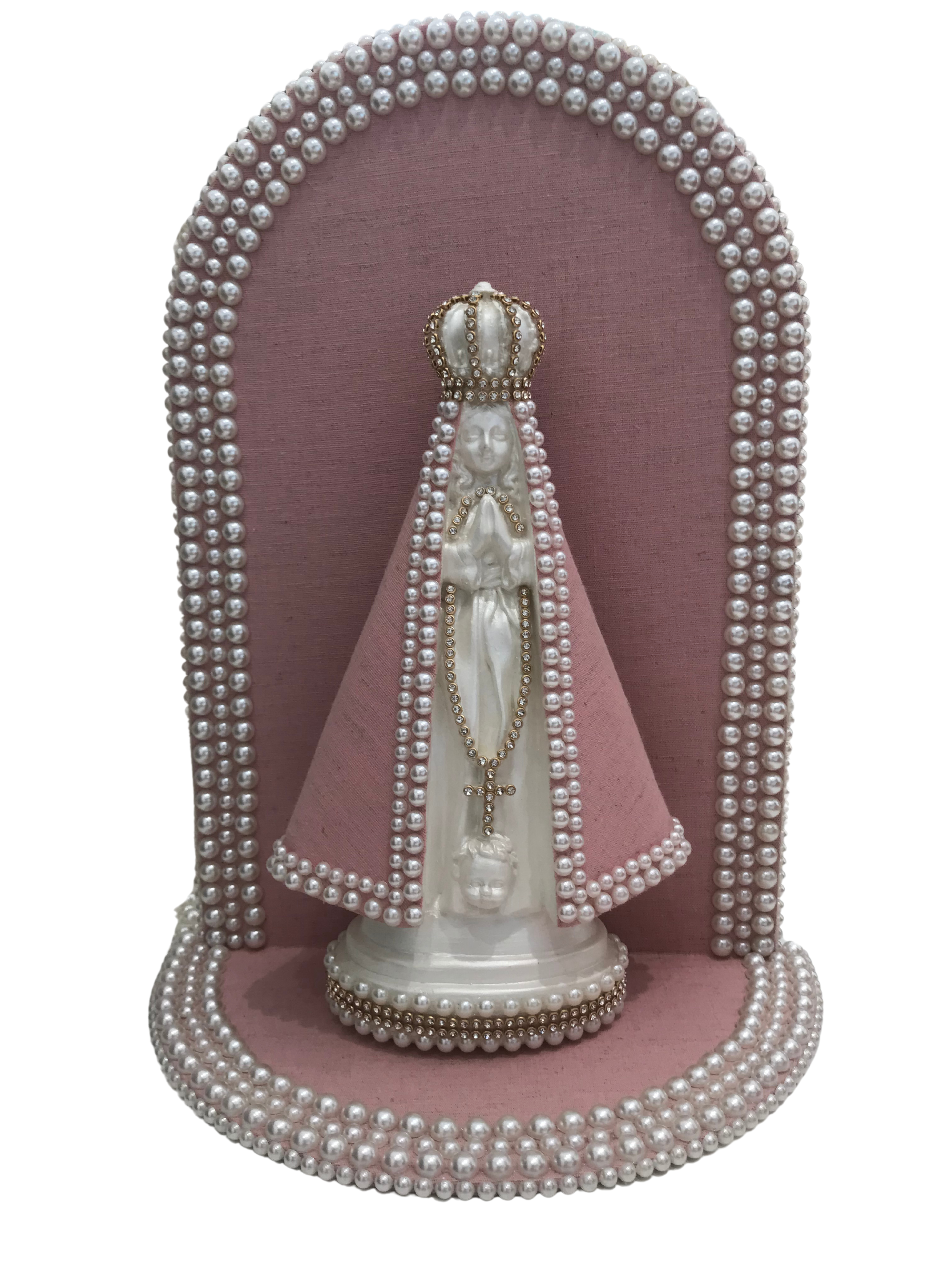 NS.Ap de 22cm forrada em tecido (Rosa, Azul e Linho) + Altar de
