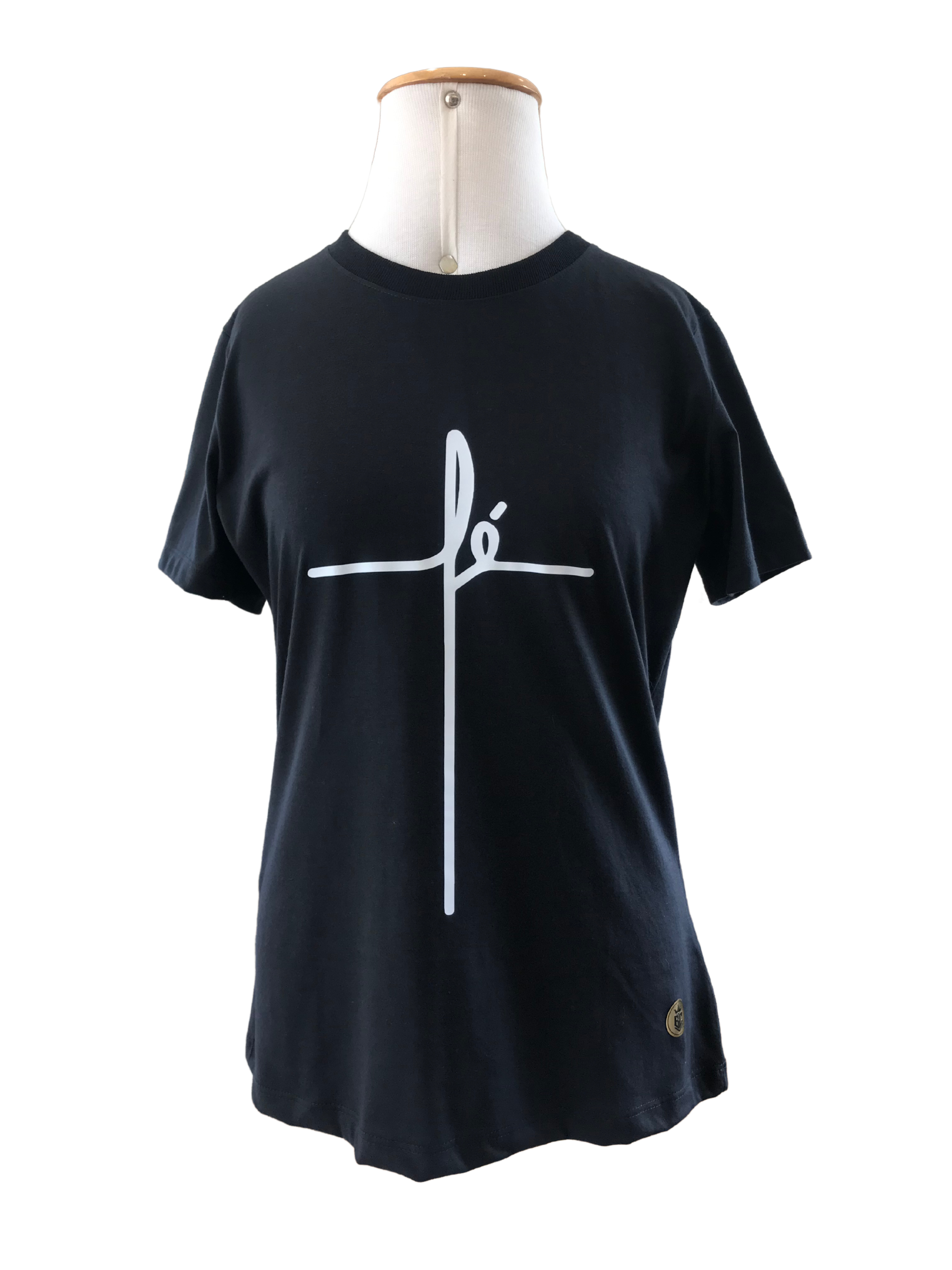 Camiseta Feminina Preta Fe - G