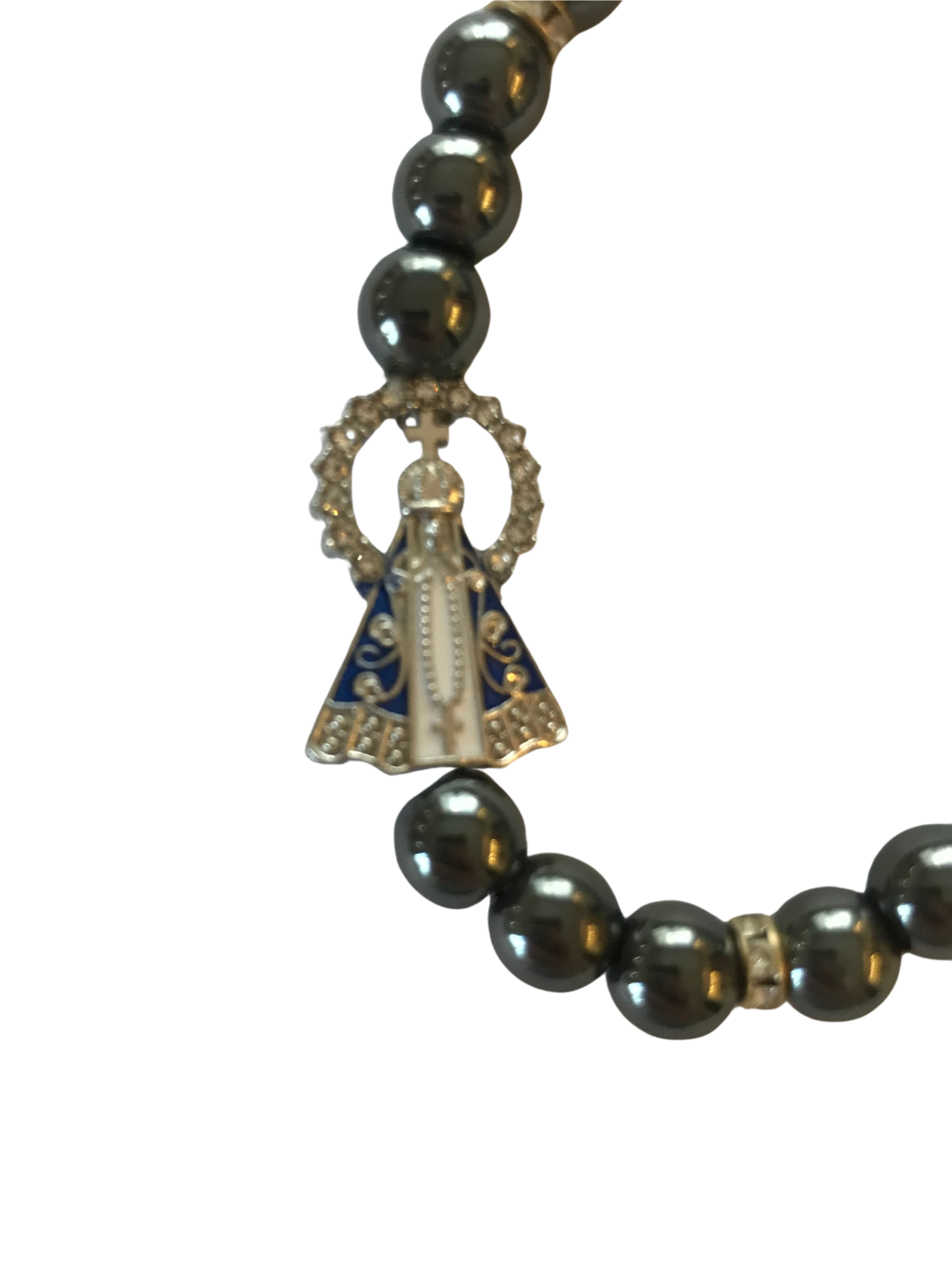 PULSEIRA HEMATITA N.S.APARECIDA COLORIDA COM STRASS