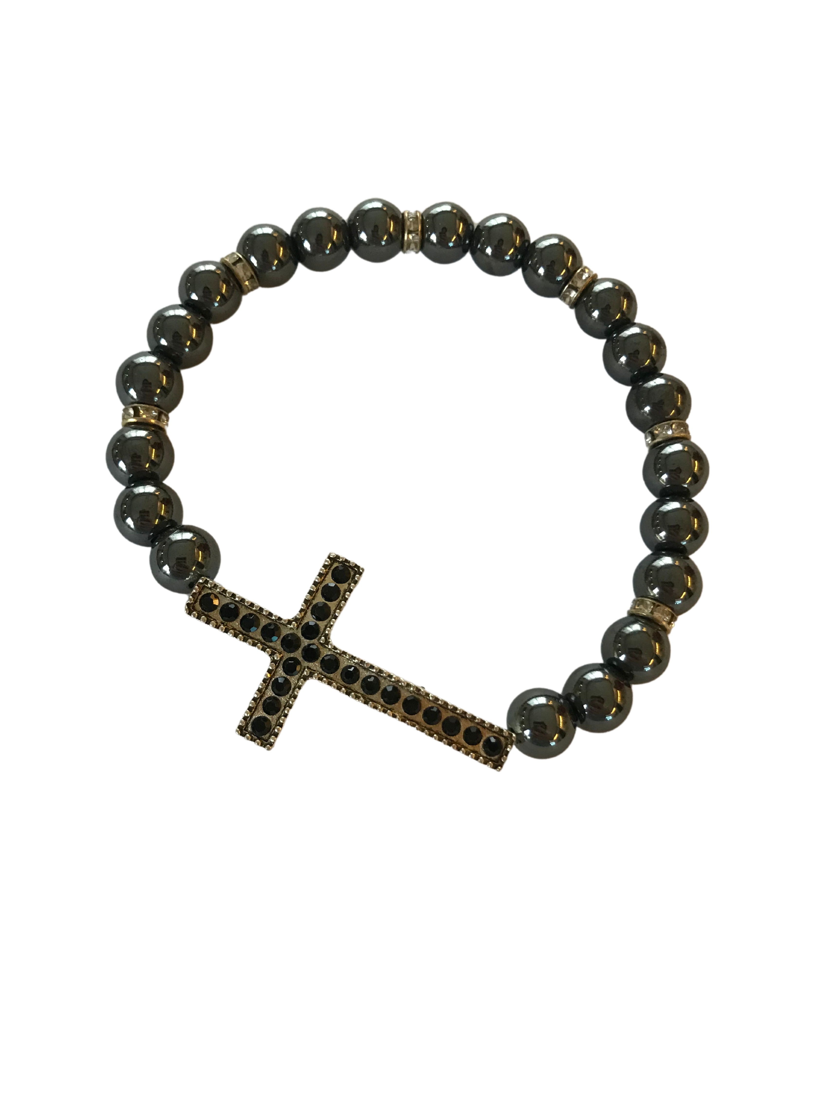 PULSEIRA HEMATITA COM CRUZ GRANDE