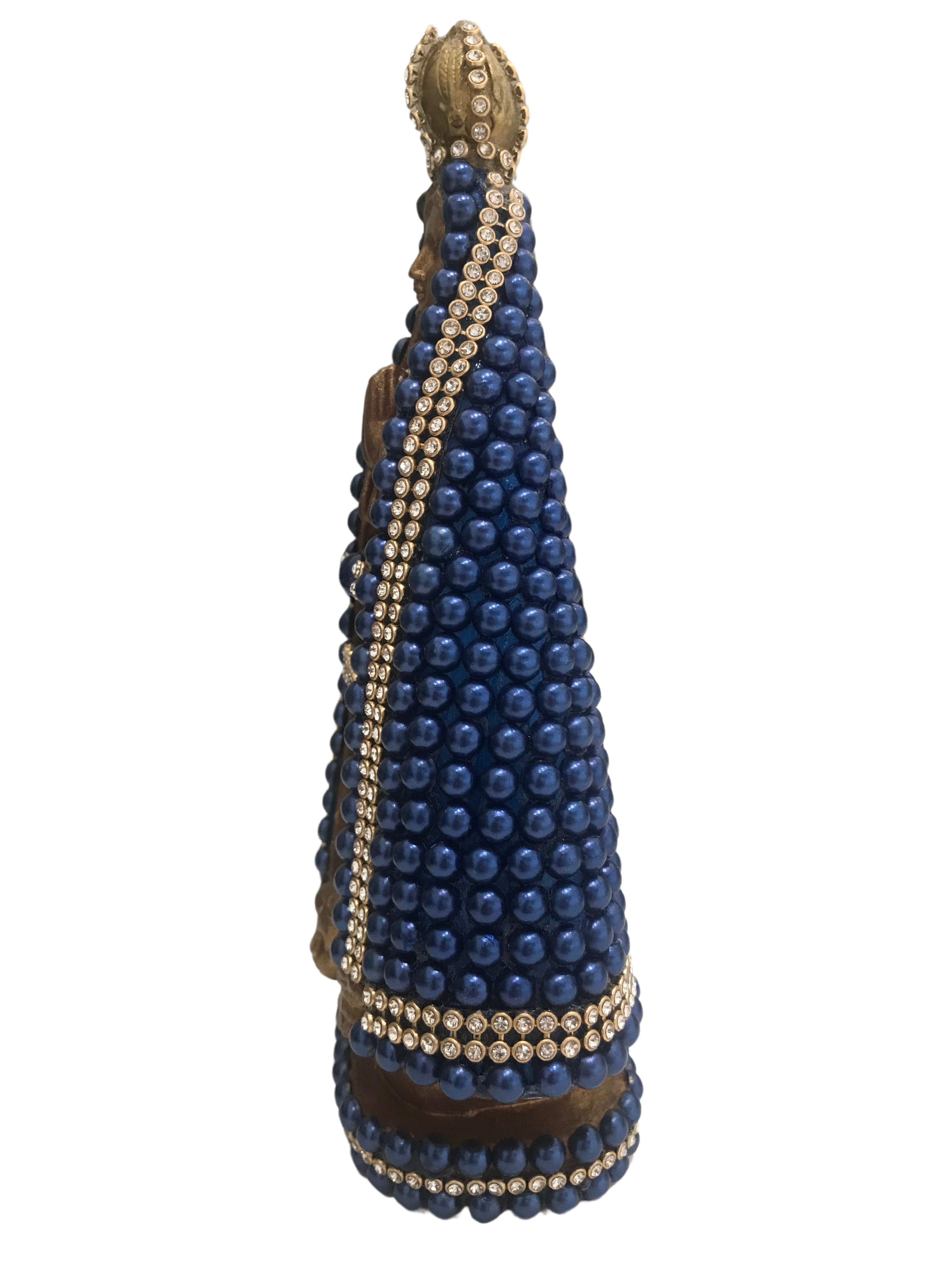 NS.Ap de 20cm com manto azul em pérolas
