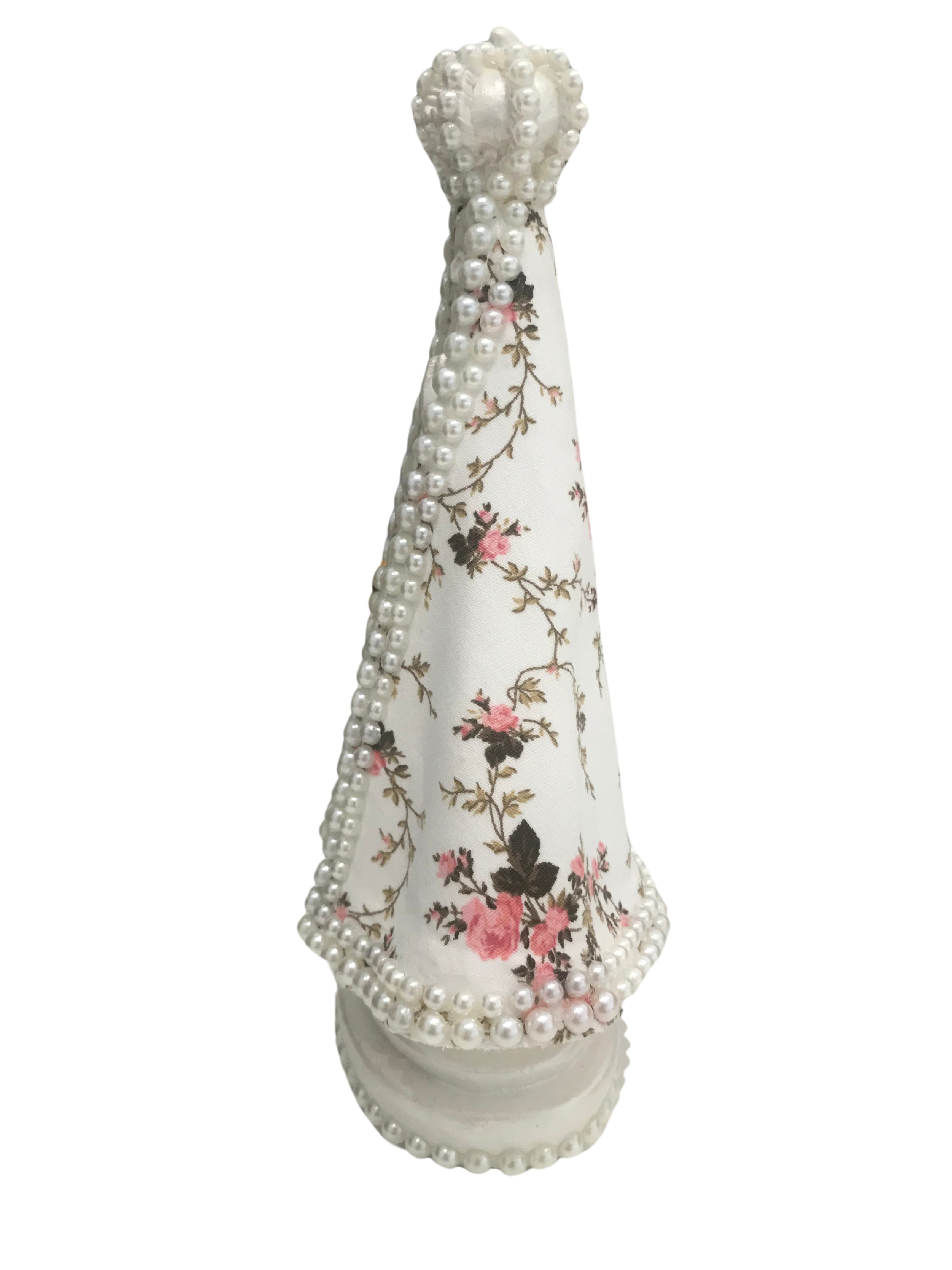 NS.Ap de 20cm com manto tecido floral (Rosa e Azul)