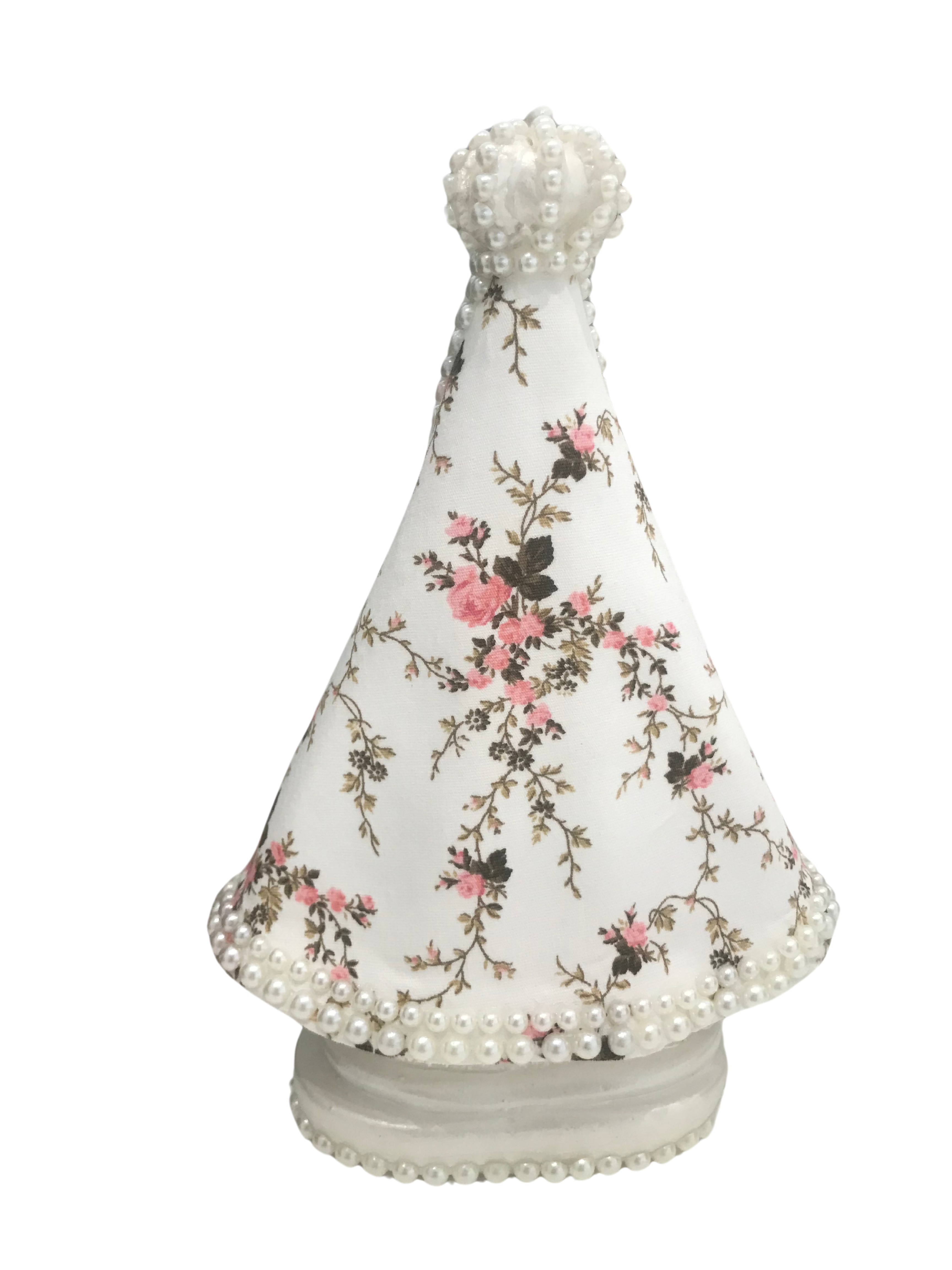 NS.Ap de 20cm com manto tecido floral (Rosa e Azul)