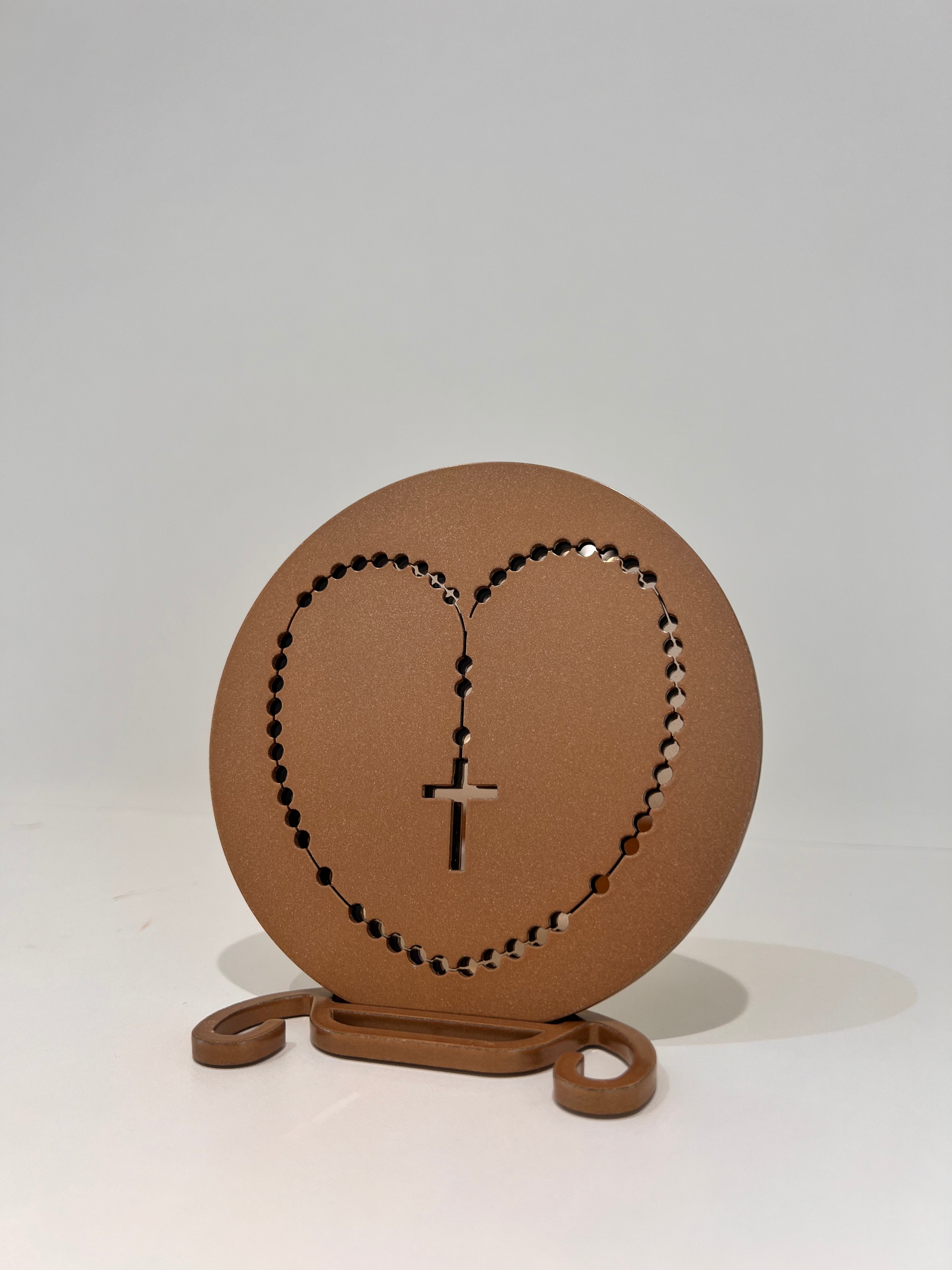 ADORNO DE MESA ROSARIO DE CORACAO LASER ESTR DOURADO