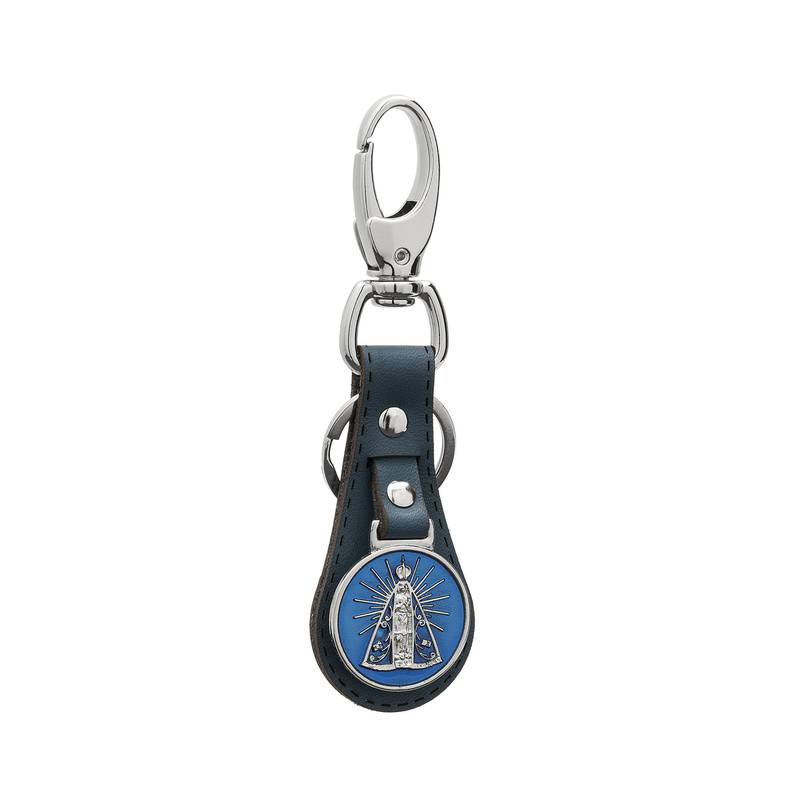 CHAVEIRO PRATEADO N.S.APARECIDA MARROM COM STRASS