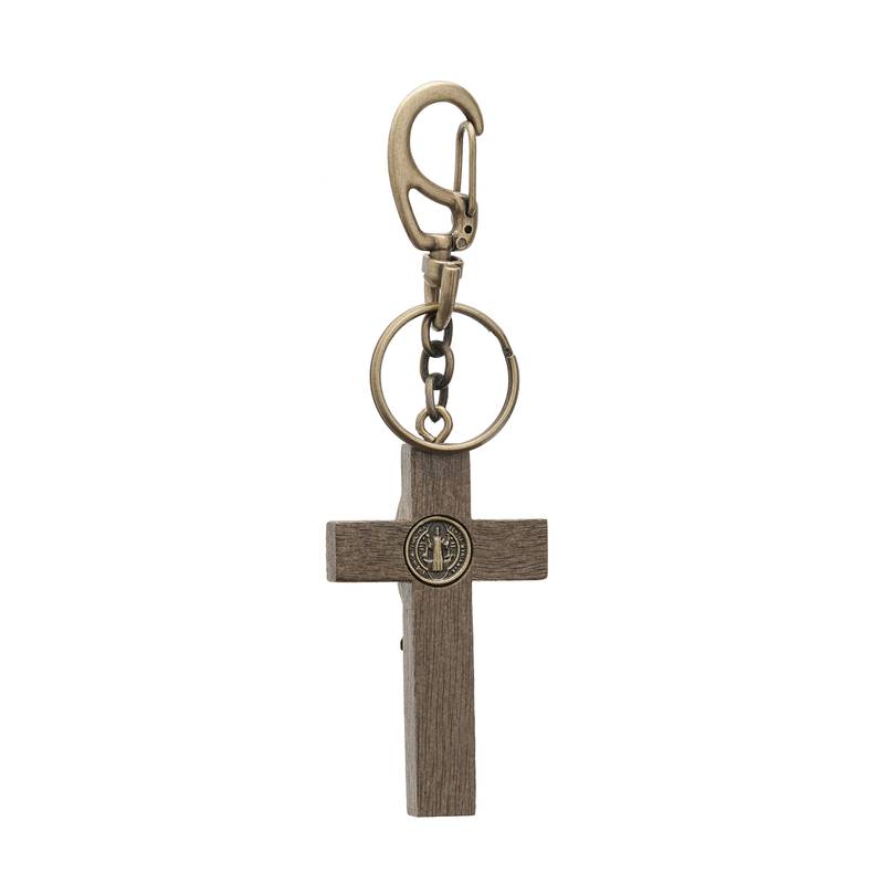 CHAVEIRO CRUZ MAD 6CM IMBUIA C/SAO BENTO OV C/MOSQ