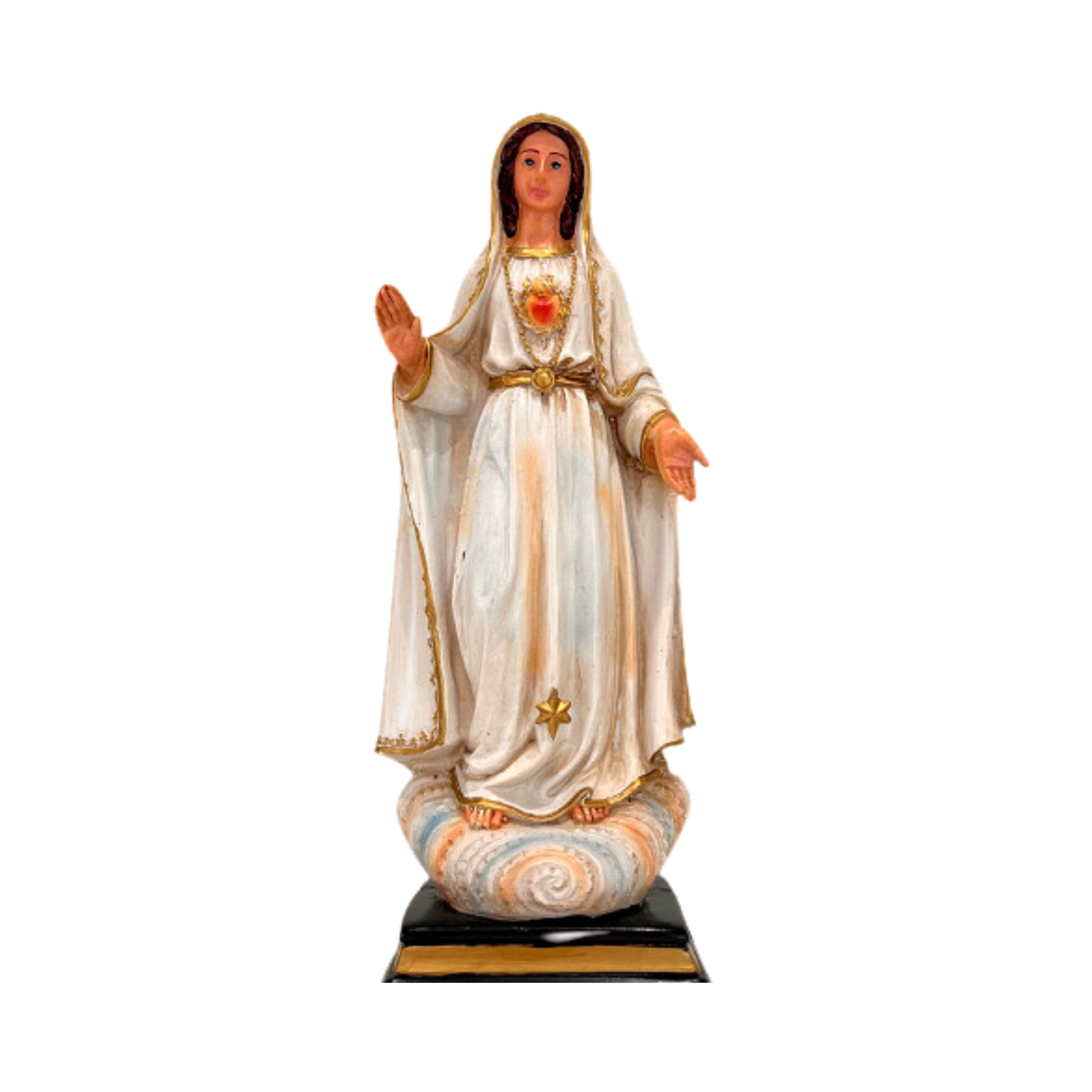Imagem do Imaculado Coração de Maria - resina branca 20 cm estilo barroquinho