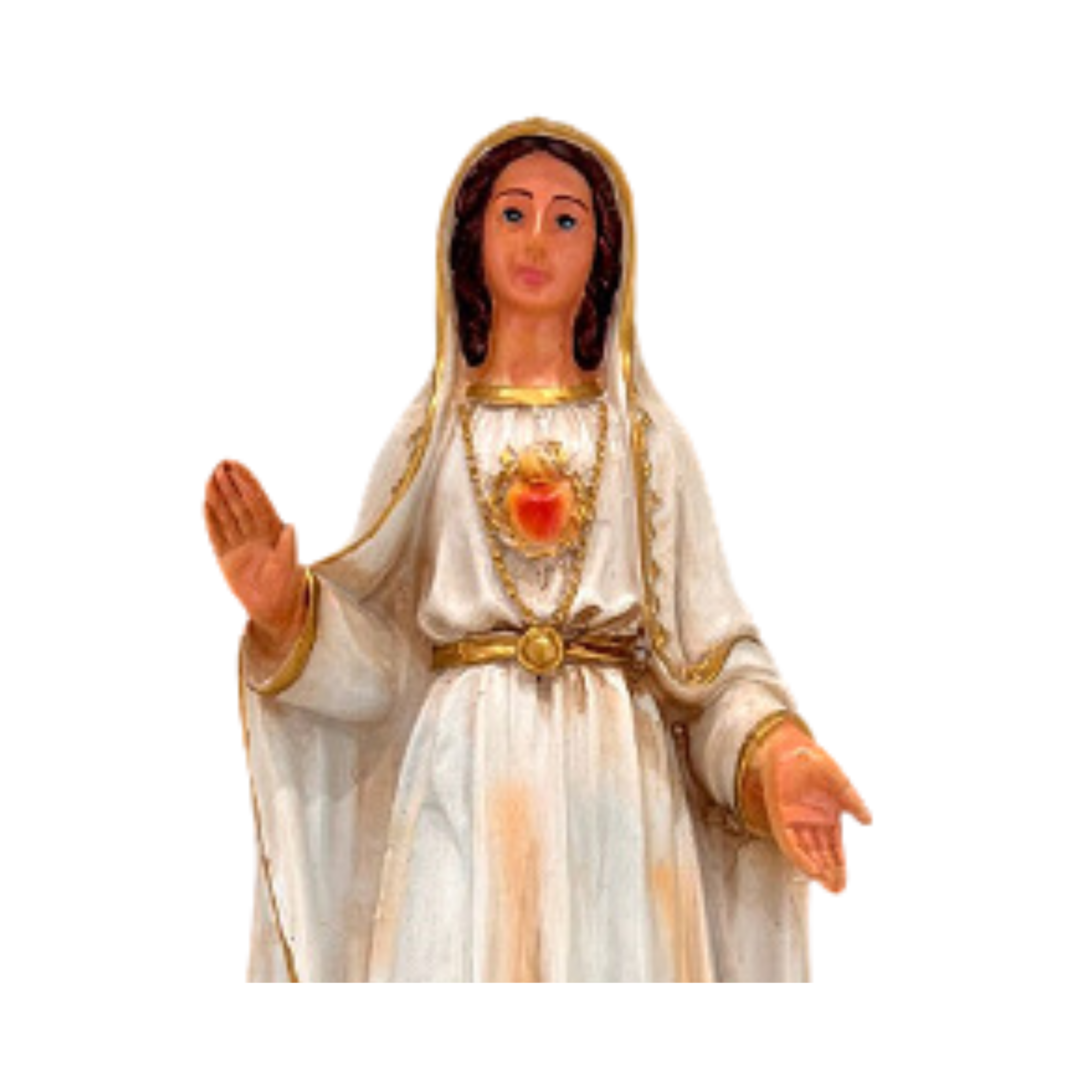 Imagem do Imaculado Coração de Maria - resina branca 20 cm estilo barroquinho