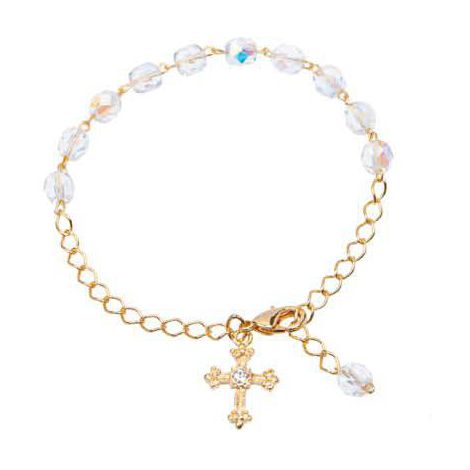 PULSEIRA DEZENA CRISTAL VIDRO 6MM TRANSPARENTE IRISADO DOUR (CARTELA) ++