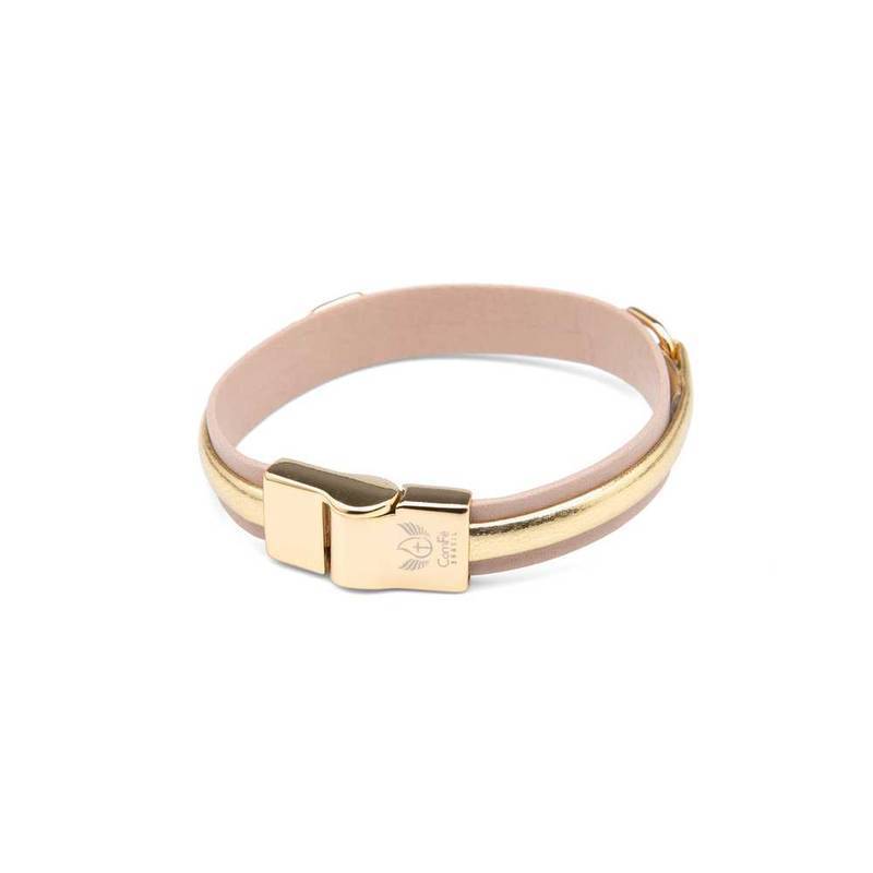 Pulseira Luxo Nude com Dourado A Cruz Sagrada - M