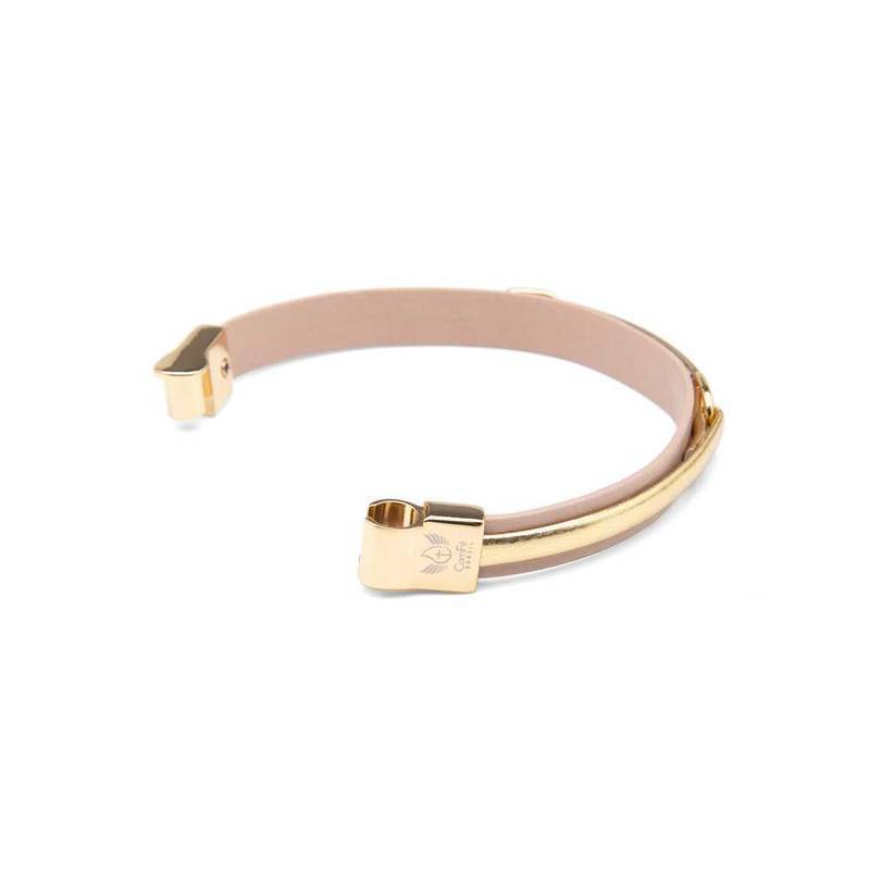 Pulseira Luxo Nude com Dourado A Cruz Sagrada - M
