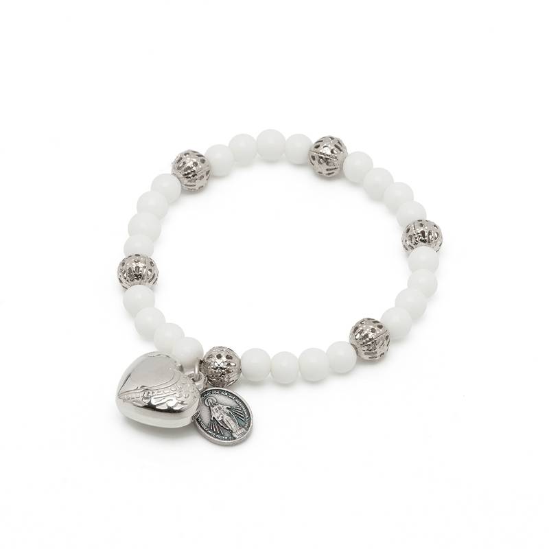 PULSEIRA AMOR DE MARIA OG BRANCA C/MED CORACAO
