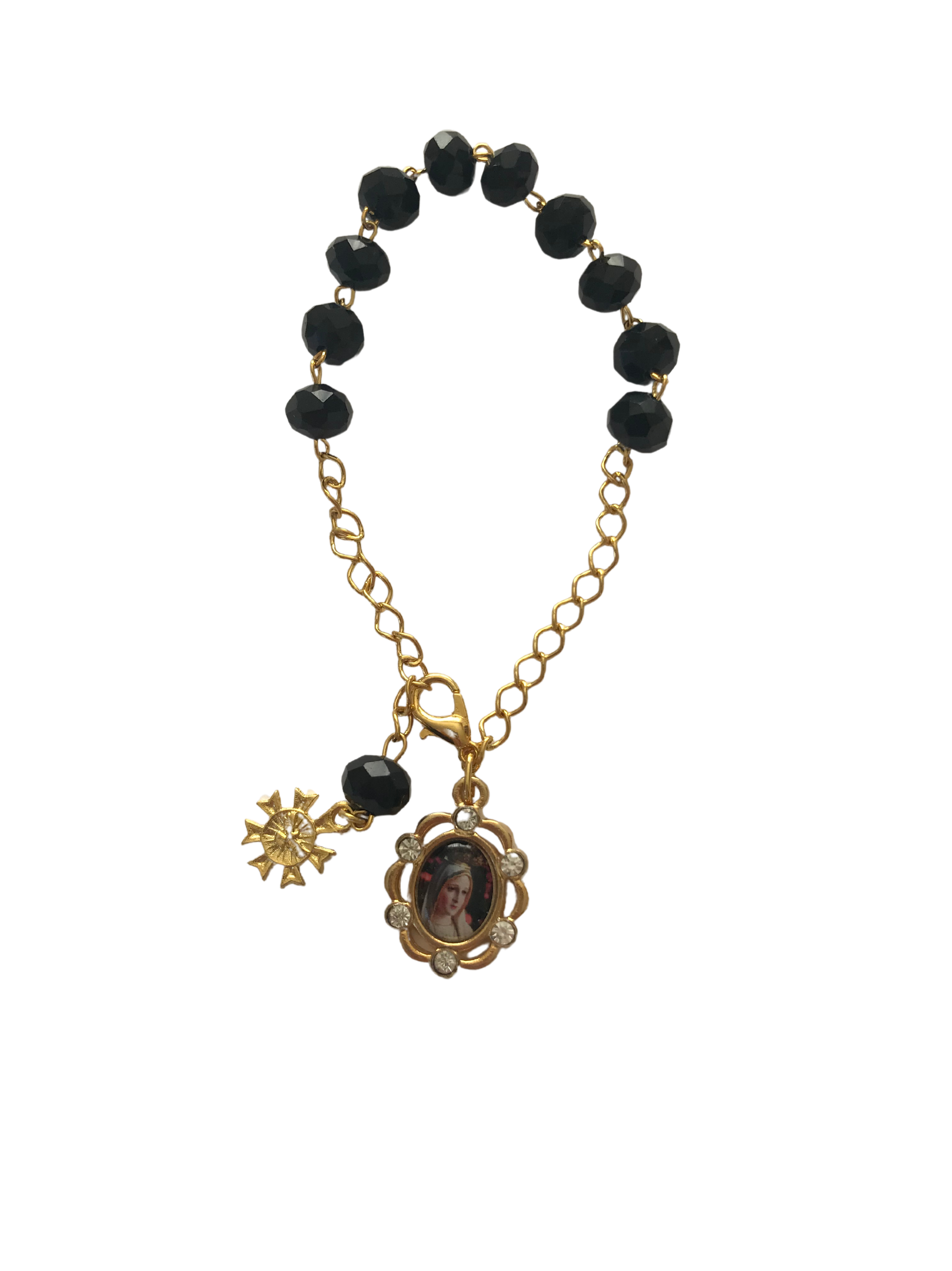 PULSEIRA DEZENA CRISTAL VIDRO PRETA MARIA PASSA A FRENTE C/FOLHETO