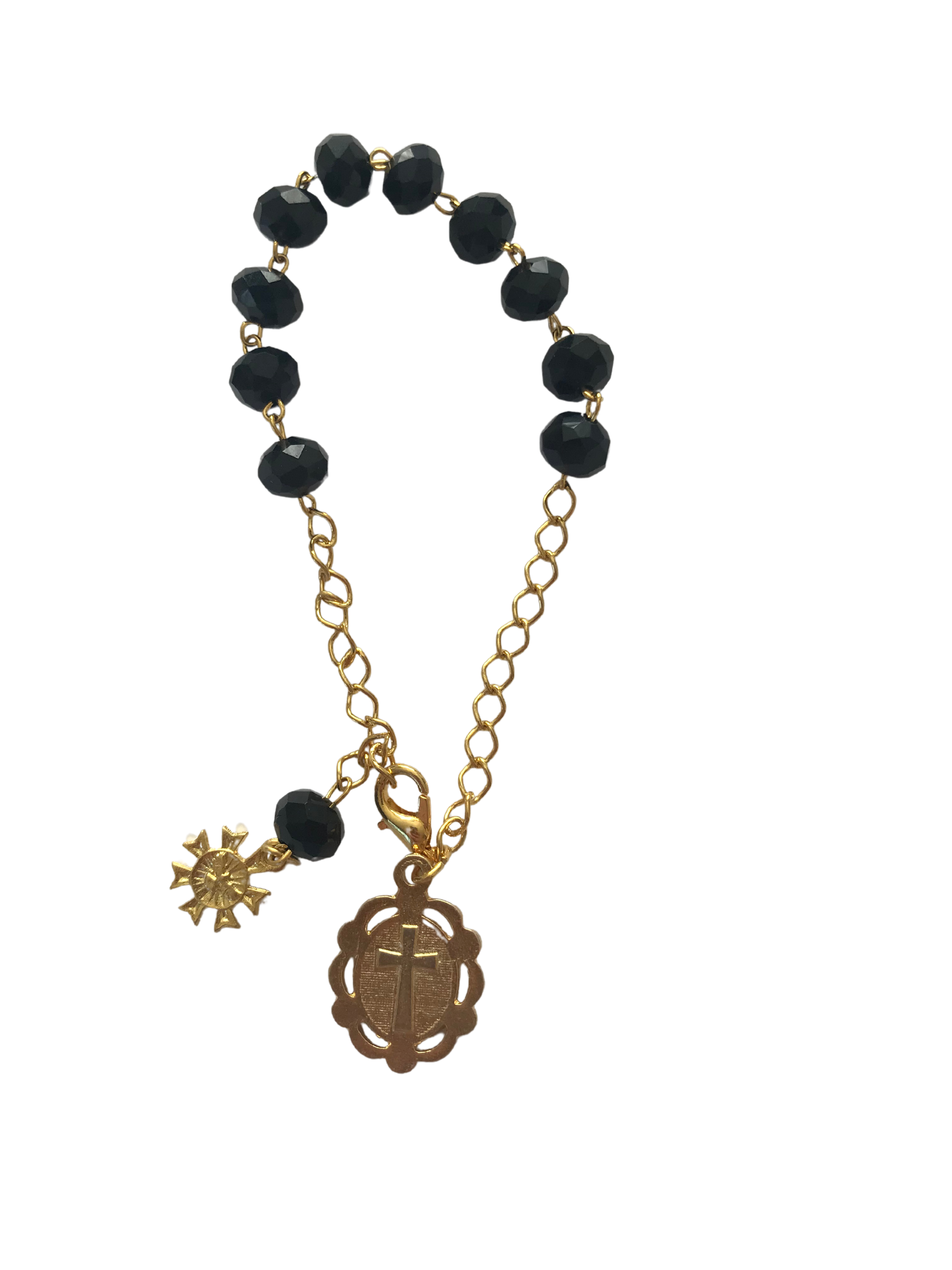 PULSEIRA DEZENA CRISTAL VIDRO PRETA MARIA PASSA A FRENTE C/FOLHETO