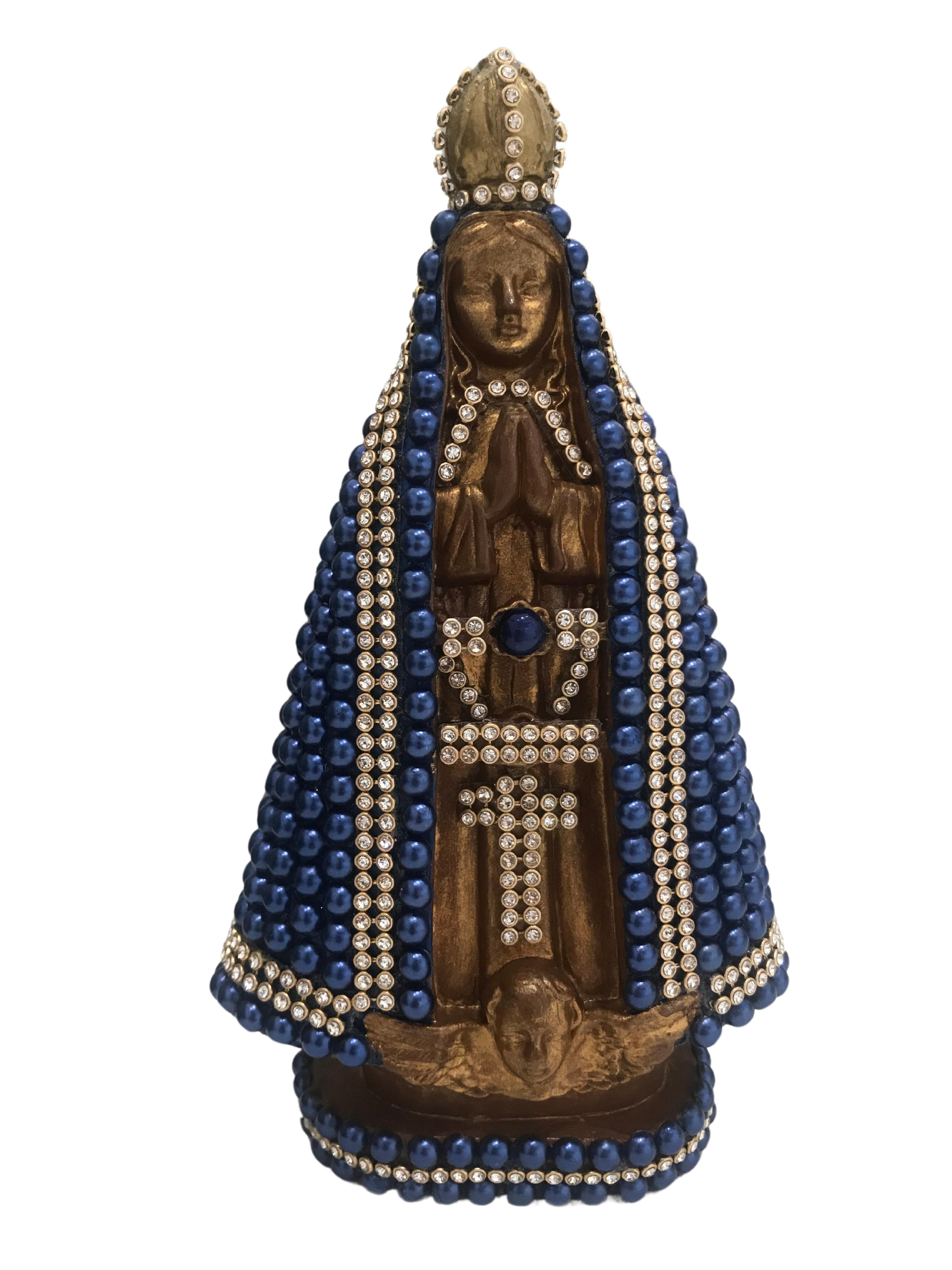 NS.Ap de 20cm com manto azul em pérolas