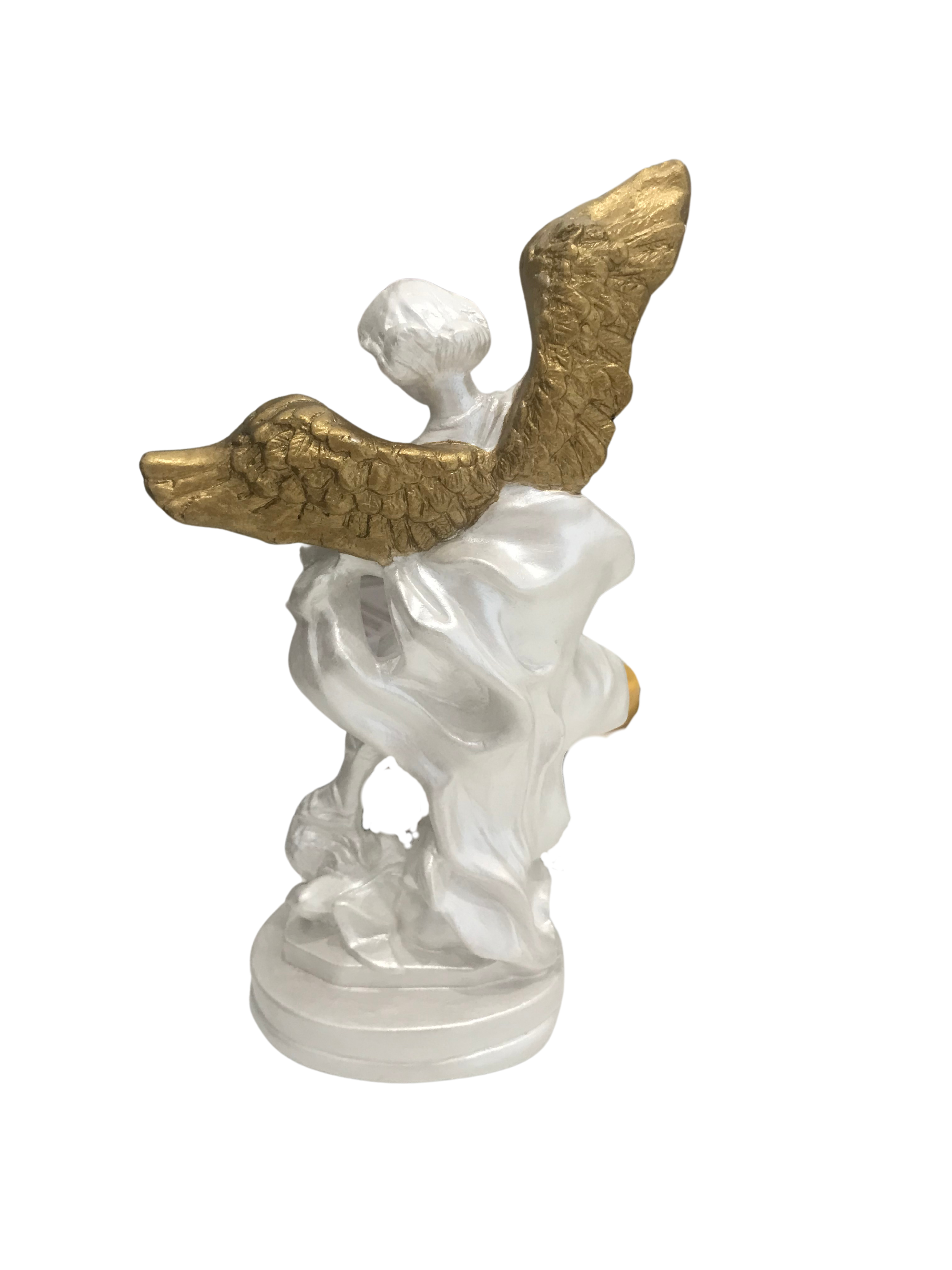 São Miguel Arcanjo 18cm branco perolado