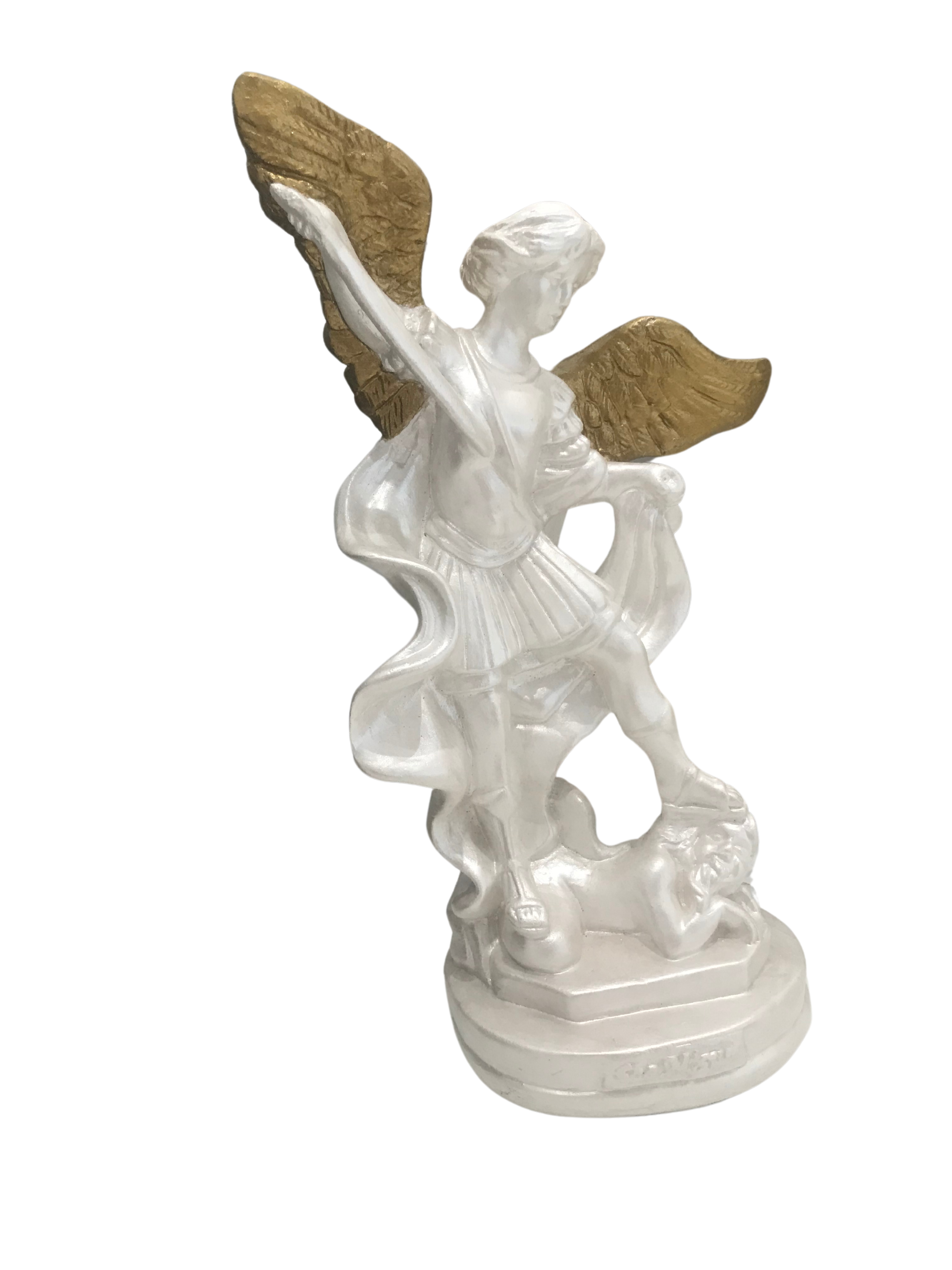 São Miguel Arcanjo 18cm branco perolado