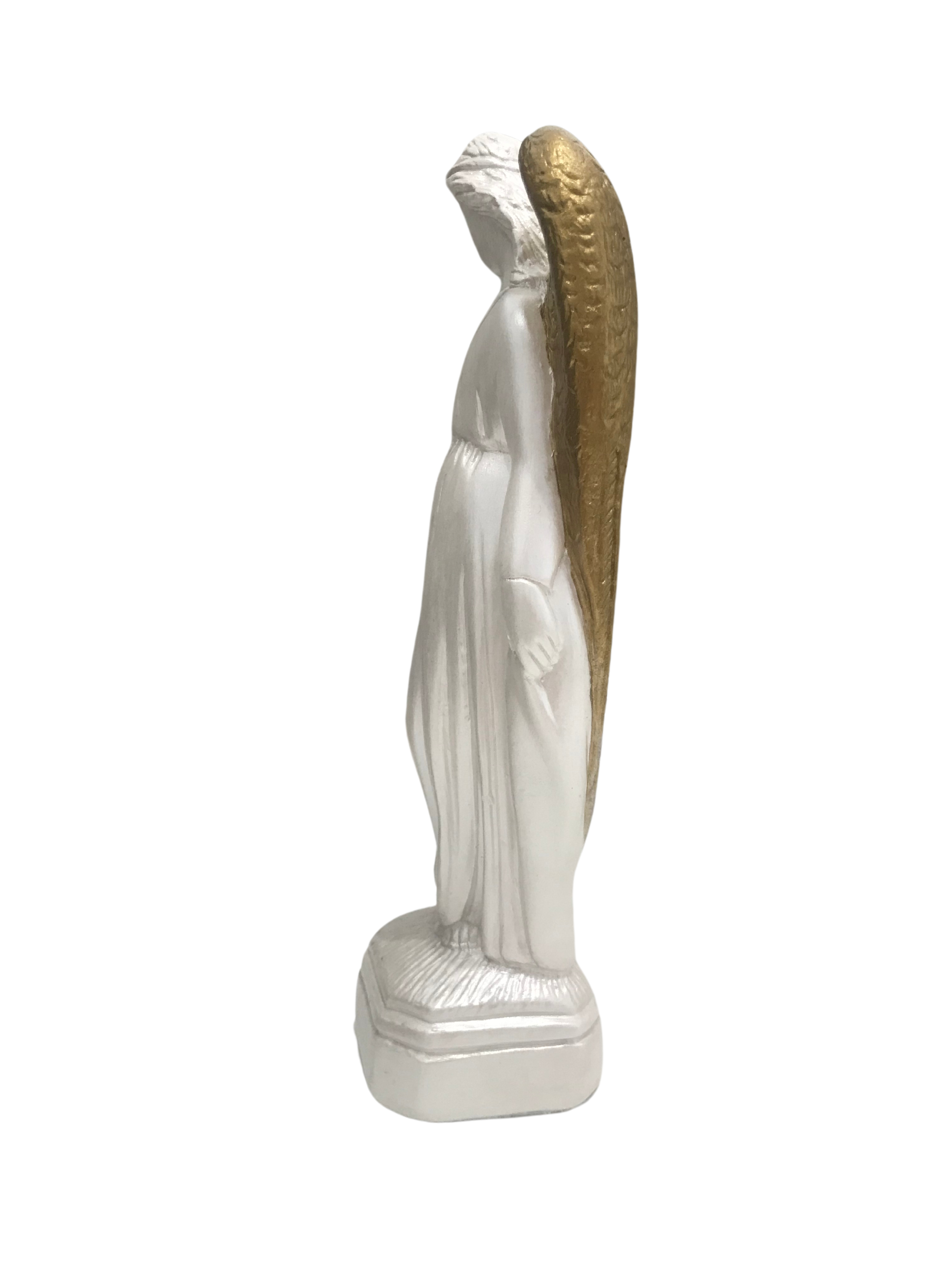 São Rafael Arcanjo 18cm branco e dourado
