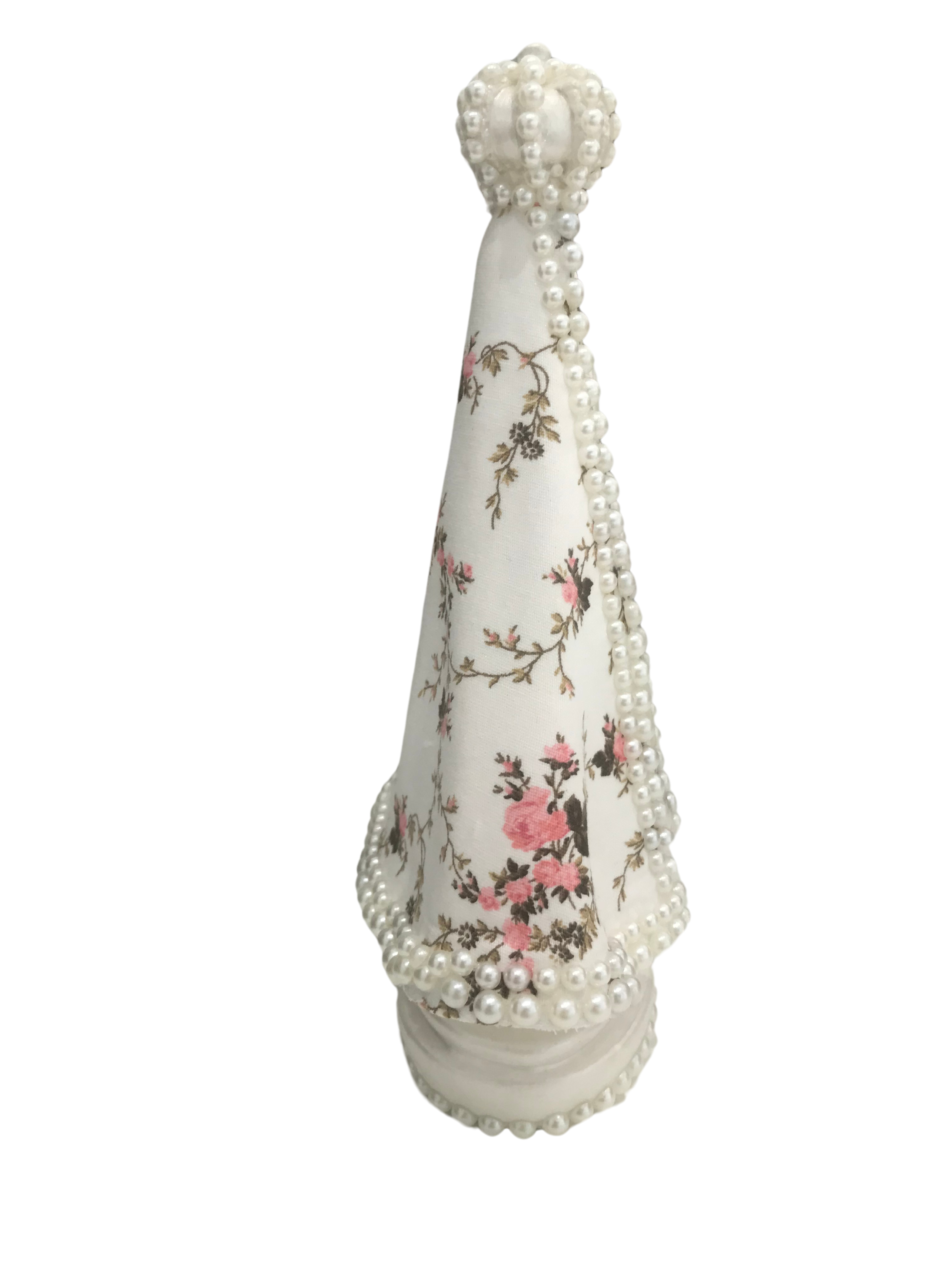 NS.Ap de 20cm com manto tecido floral (Rosa e Azul)