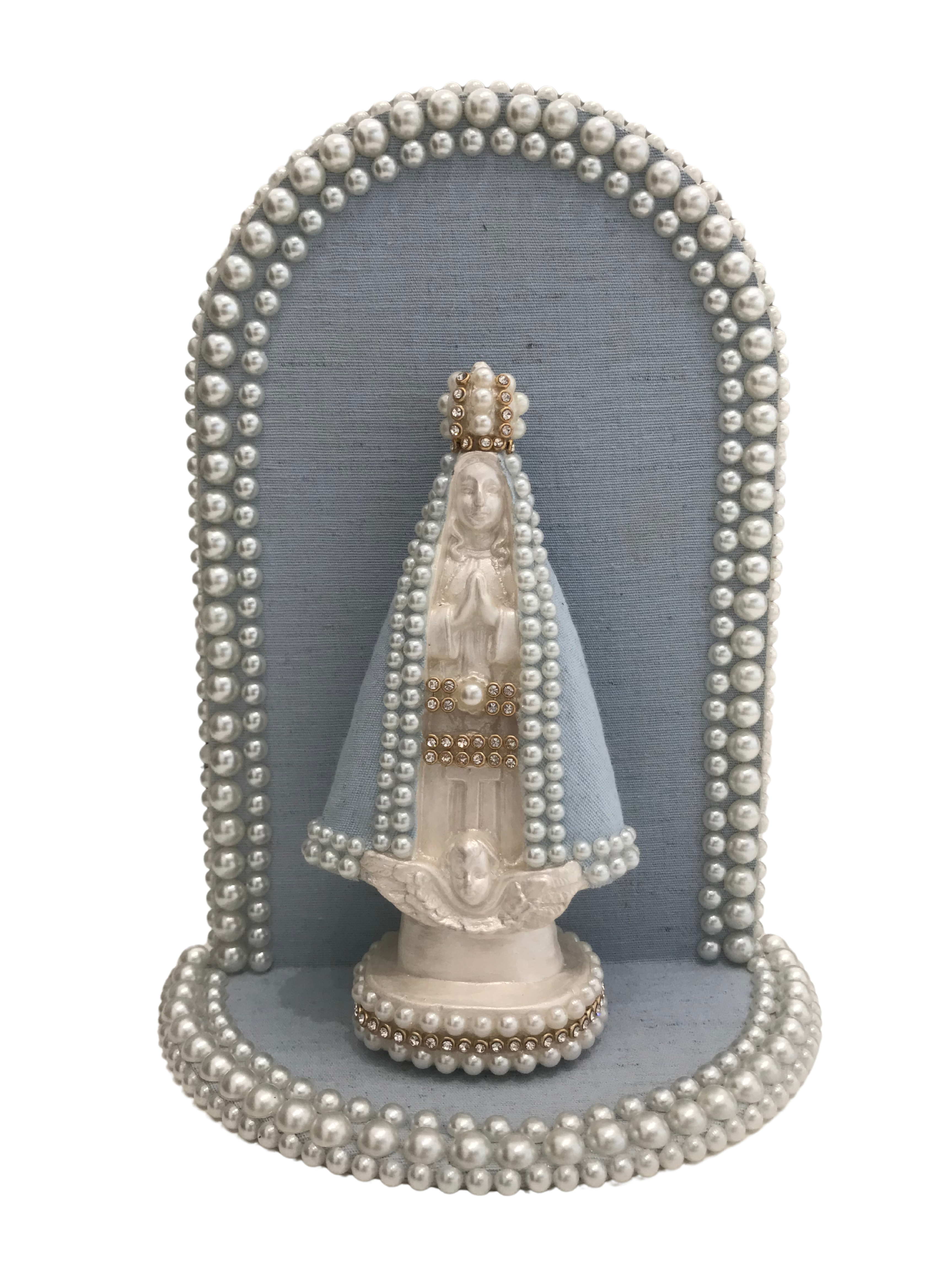 NS.Ap de 15cm forrada em tecido (Rosa, Azul e Linho) + Altar de