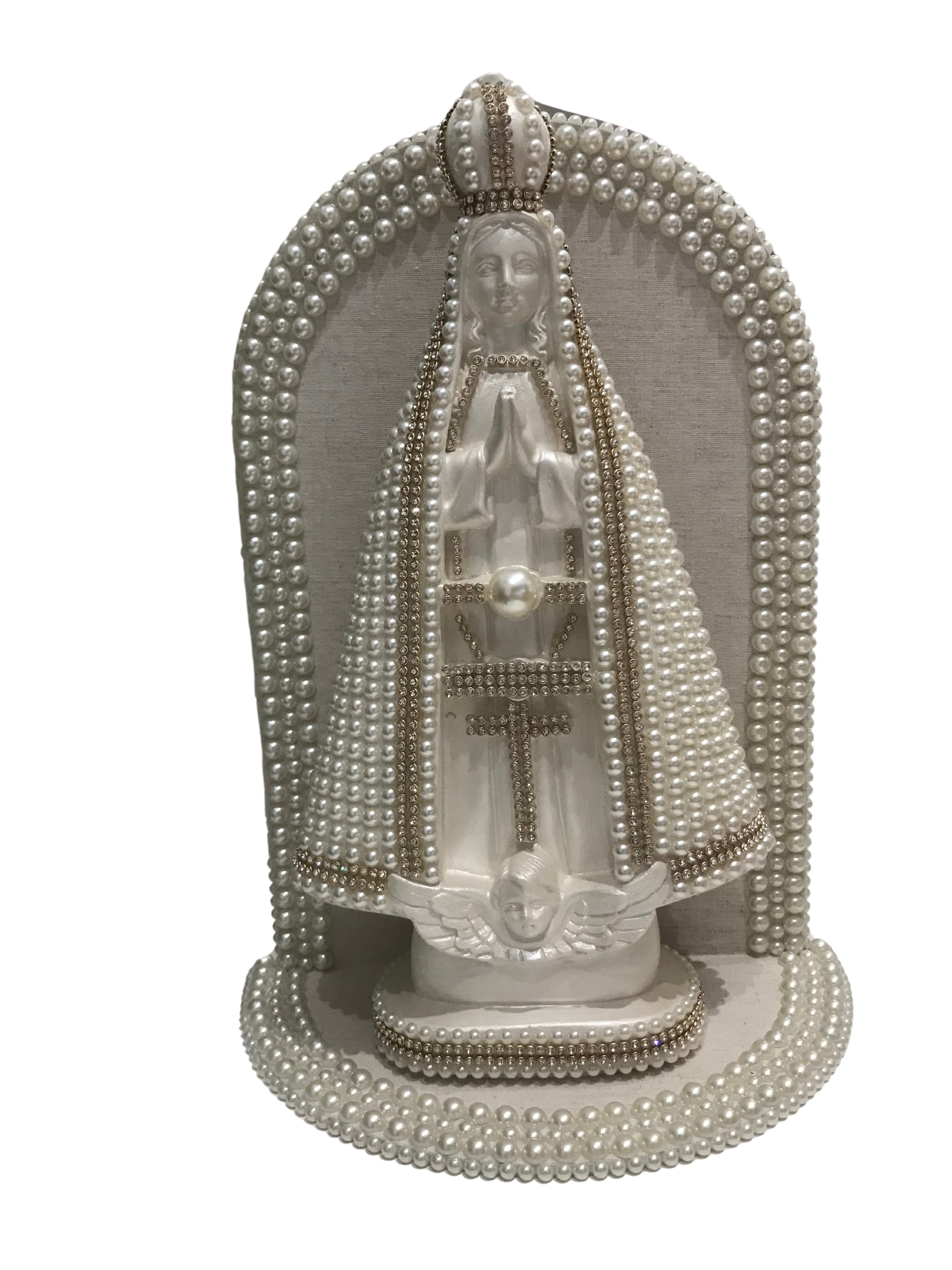 Nossa Senhora Aparecida de 30cm com manto em pérolas +