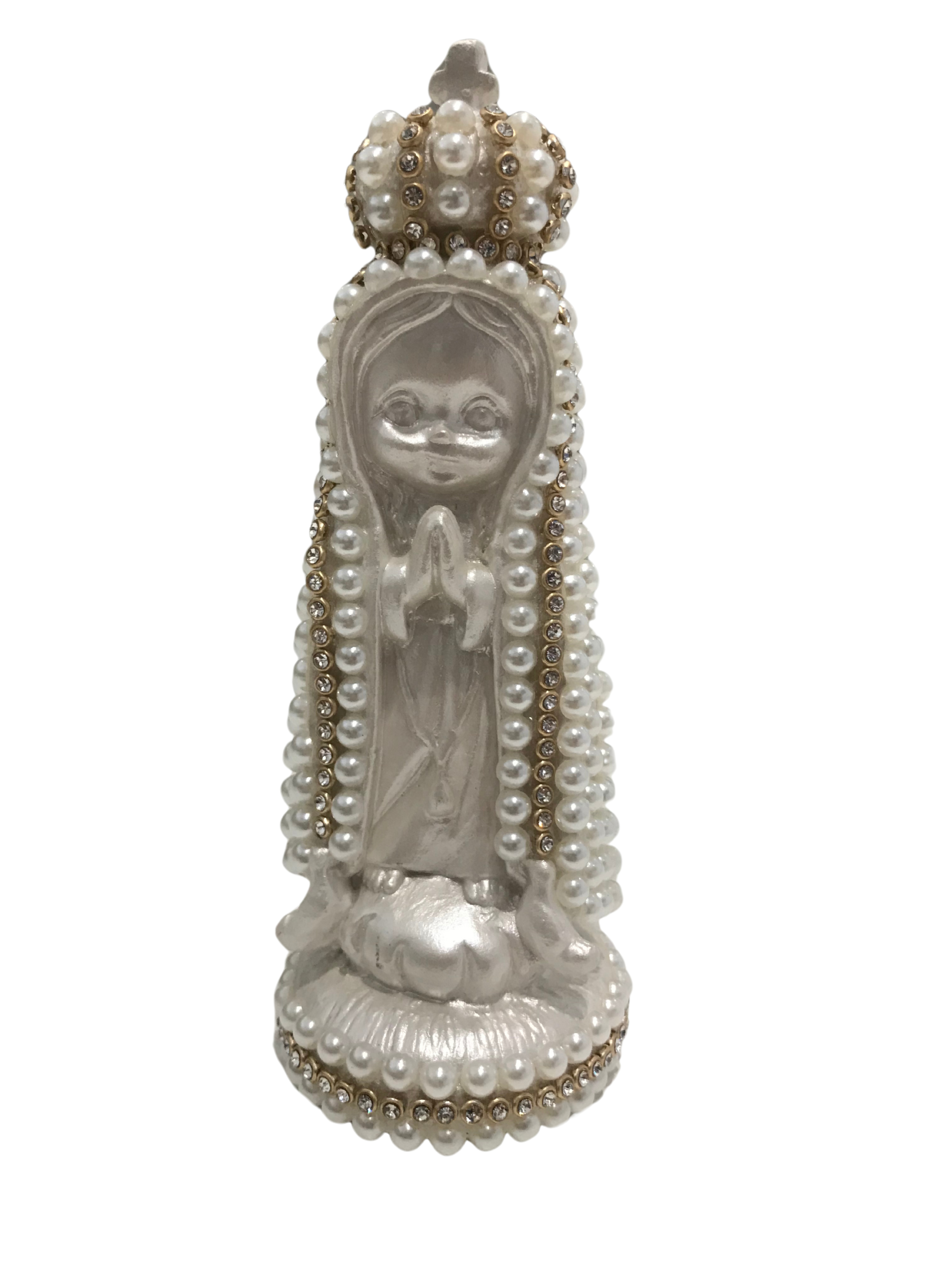 Nossa Senhora de Fátima de 14cm em perolas e strass